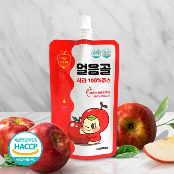 해맑은상상 밀양팜,뚜껑달린 밀양 얼음골 사과주스 스파우트형 120ml*20포/40포/50포,{밀양물산 주식회사}