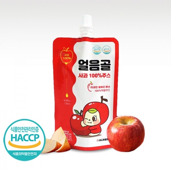 해맑은상상 밀양팜,뚜껑달린 밀양 얼음골 사과주스 스파우트형 120ml*20포/40포/50포,{밀양물산 주식회사}